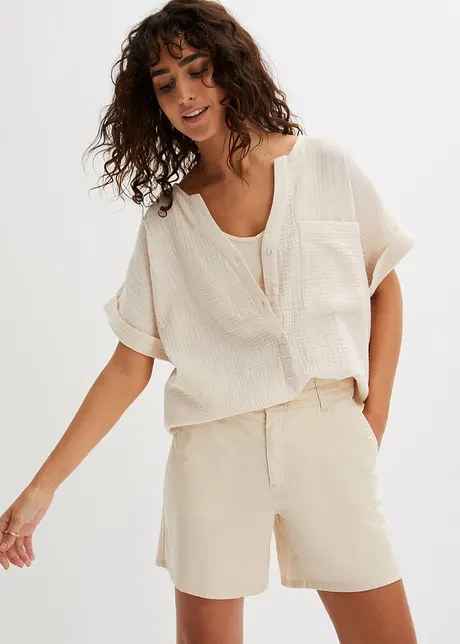 Blusa a maniche corte in mussola, bonprix