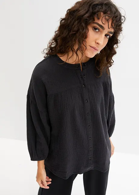 Blusa oversize in mussola di cotone, bonprix