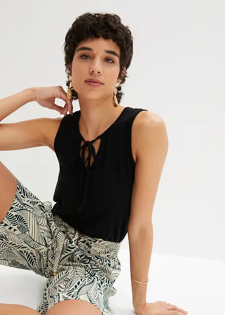Top in jersey svasato con laccetti da annodare, bpc bonprix collection