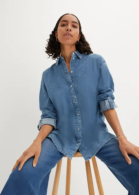 Camicia di jeans elasticizzata oversize, bonprix