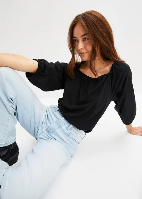 Maglia in cotone biologico con scollo quadrato, bonprix