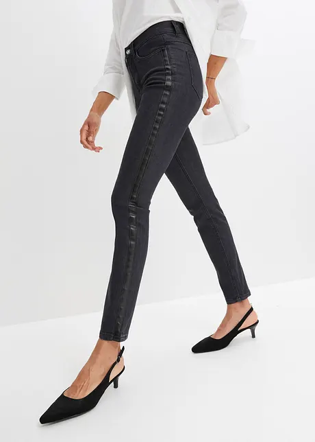 Jeans elasticizzati con inserti in similpelle, BODYFLIRT