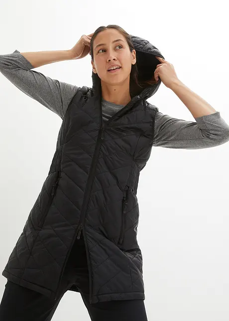 Gilet lungo trapuntato ultra leggero con sacchetto, bonprix