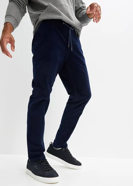 Pantaloni con elastico in vita in velluto a coste leggermente corti regular fit, straight, bonprix