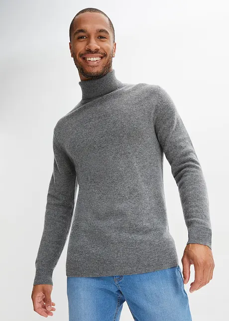 Maglione in lana Premium con Good Cashmere Standard® e collo alto, bonprix