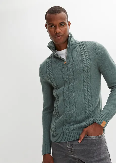 Maglione con colletto e zip, bonprix