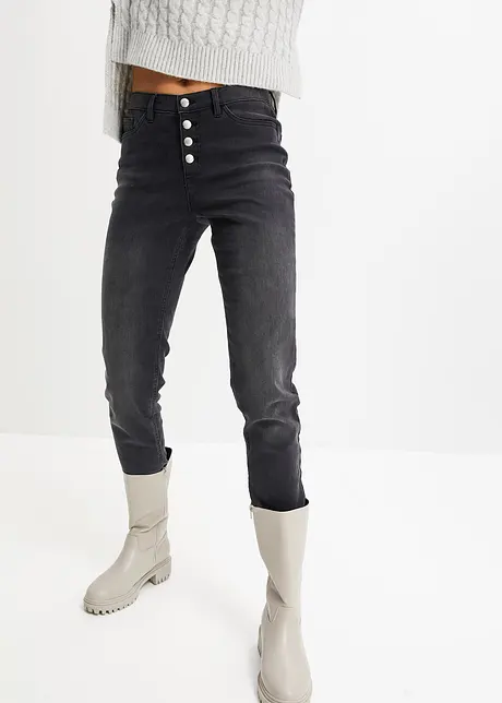 Jeans termici boyfriend con interno morbido, vita media, bonprix