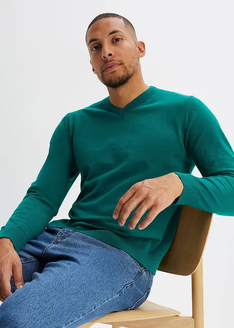 Maglione in filato fine con scollo a V, bonprix