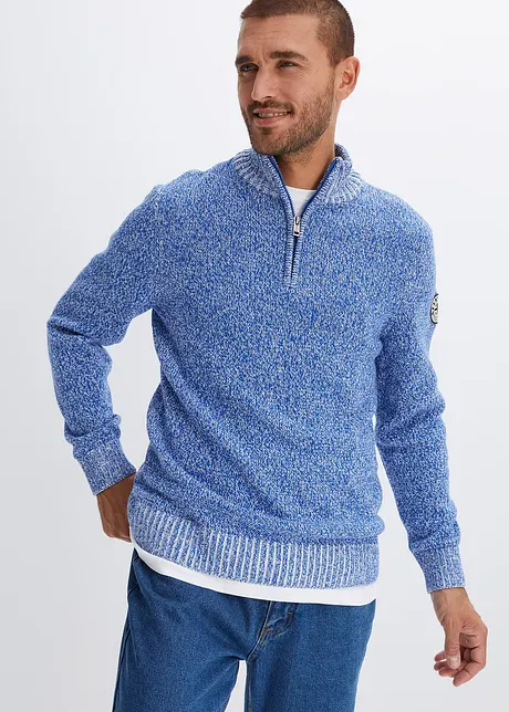Maglione con collo e cerniera in cotone, bpc bonprix collection