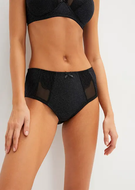 Slip alto con mesh glitterato, bonprix