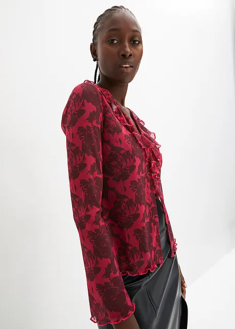 Blusa in rete con volant, RAINBOW