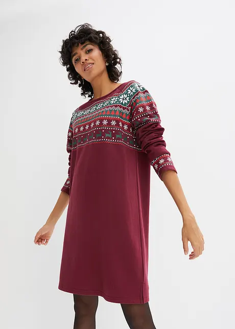 Abito in felpa con motivo norvegese, bpc bonprix collection