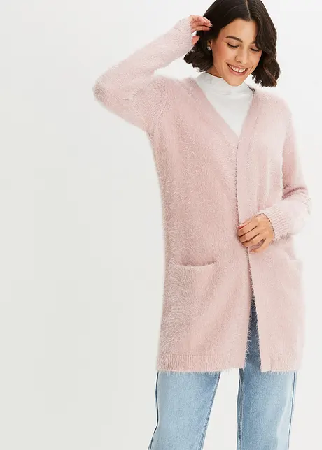 Cardigan lungo in filato peloso, bonprix