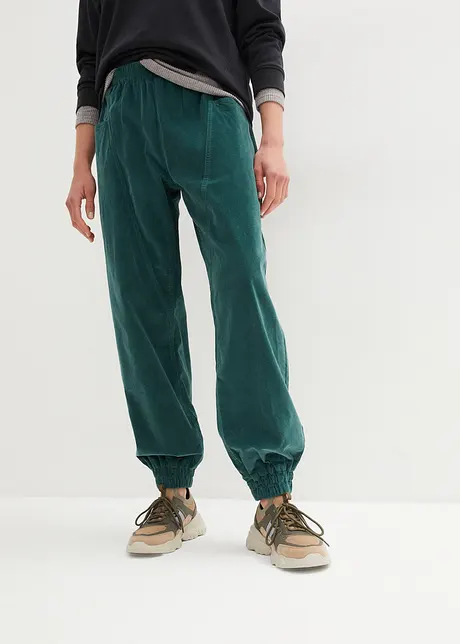 Pantaloni di velluto comodi con tasche grandi e elastico in vita, bonprix