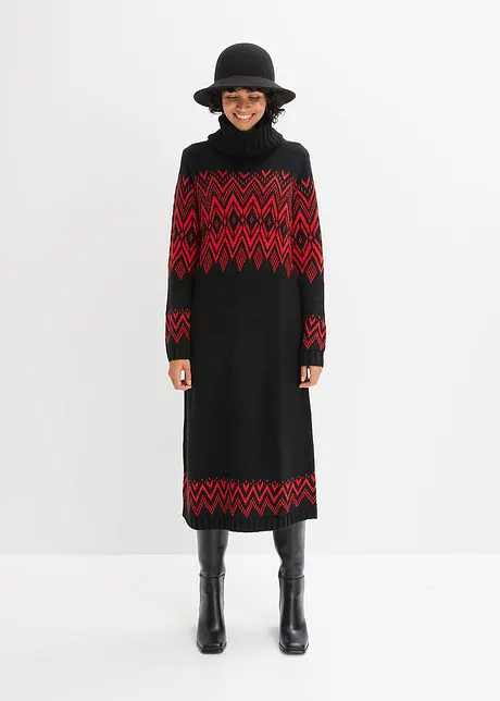 Abito midi in maglia con fantasia norvegese, bonprix