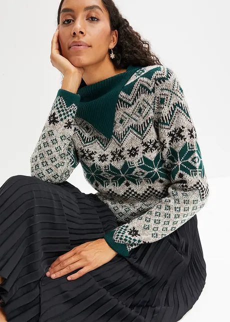 Maglione a collo alto con spacco, bpc bonprix collection