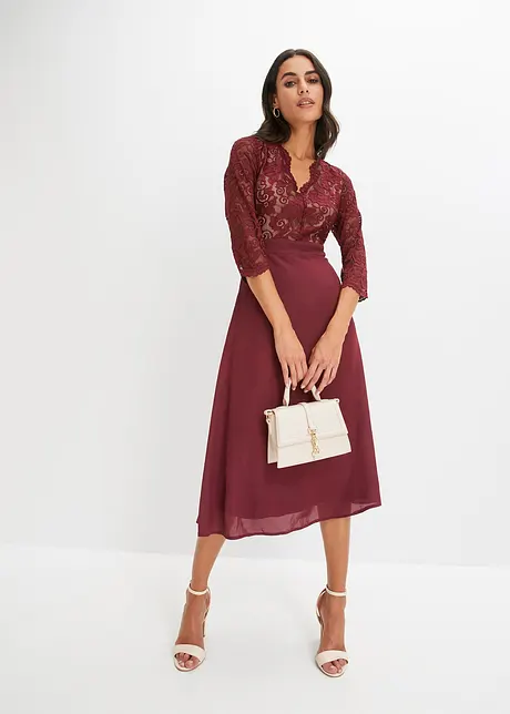 Abito di chiffon con pizzo, bonprix