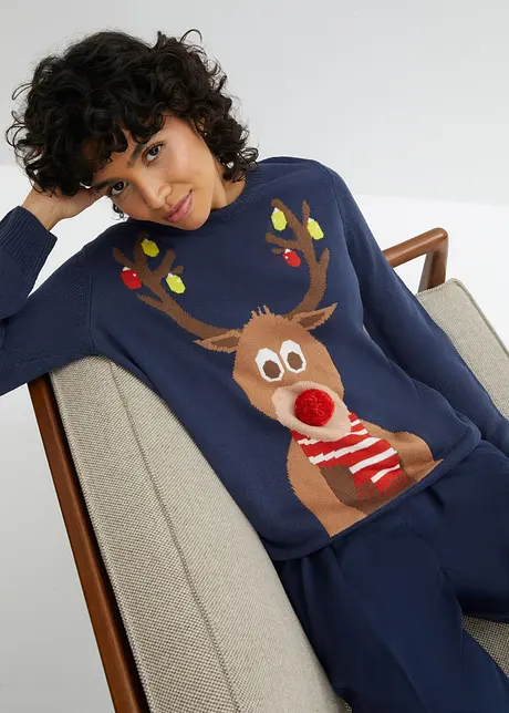 Maglione natalizio con renna, bonprix