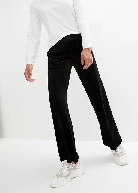 Pantaloni in velour di pile a gamba larga, bonprix