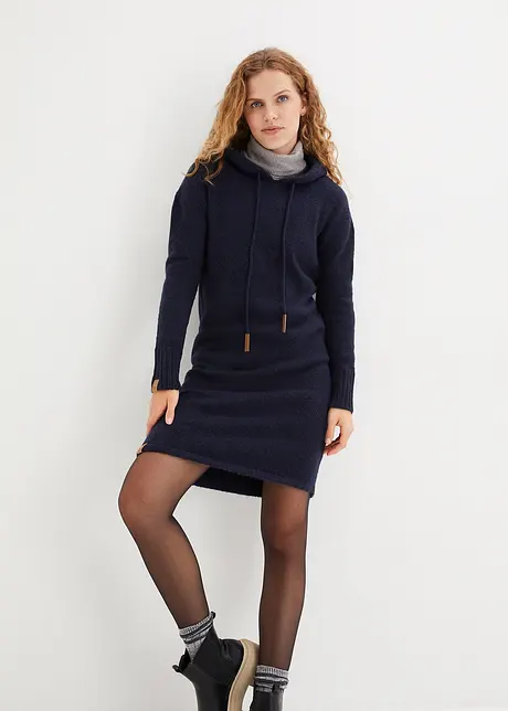Abito in maglia con cappuccio, bonprix