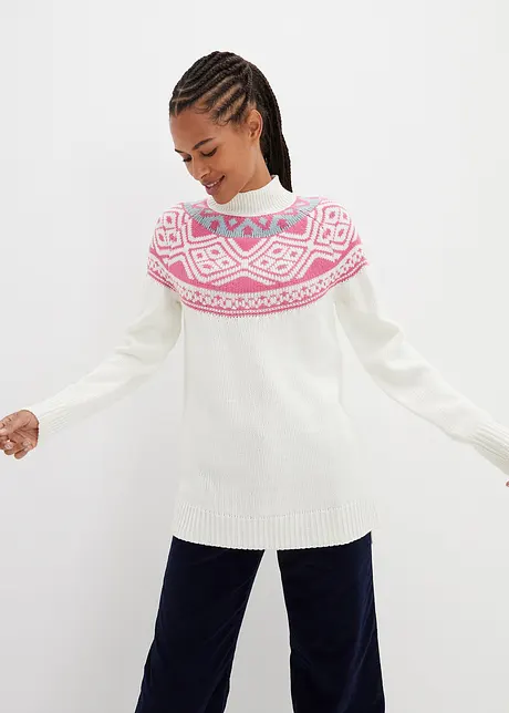 Maglione norvegese con spacchi ai lati, bonprix