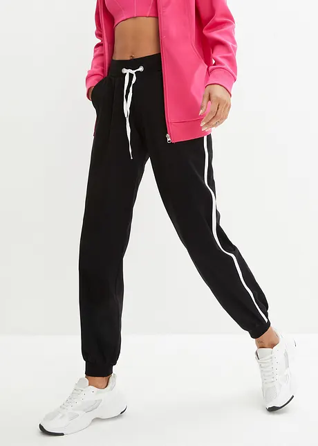 Pantaloni da jogging con bande a contrasto, bonprix