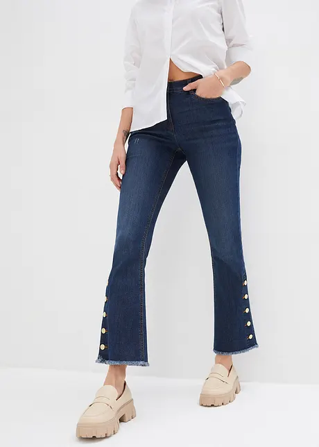 Jeans bootcut cropped con bottoni decorativi, bpc selection