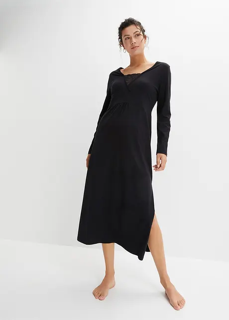 Camicia da notte lunga con pizzo alla scollatura, bpc bonprix collection