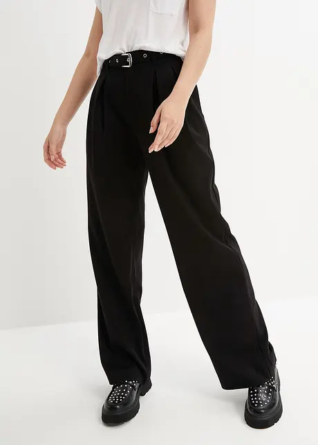 Pantaloni a vita alta con pinces e cintura, RAINBOW