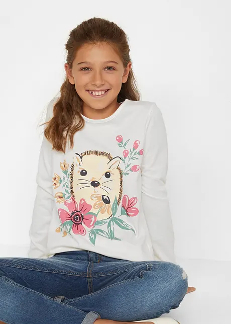 Maglia a maniche lunghe in puro cotone biologico (pacco da 2), bonprix