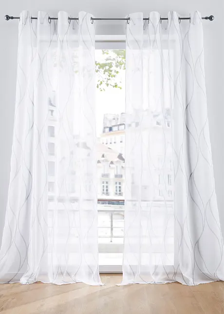 Tenda trasparente in fantasia ad onde con poliestere riciclato (pacco da 1), bonprix