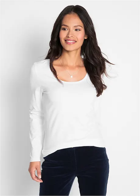 Maglia elasticizzata aderente a maniche  lunghe, bonprix