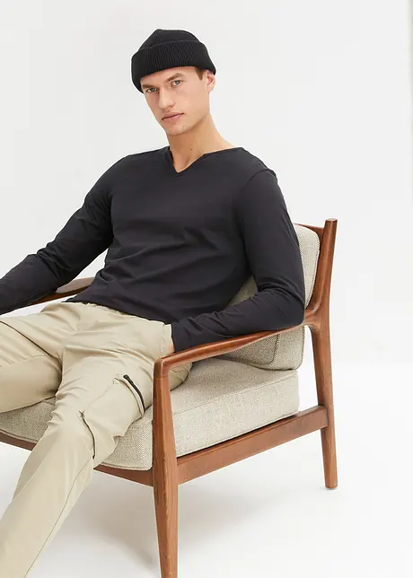 Maglia a maniche lunghe in puro cotone, slim fit, bonprix