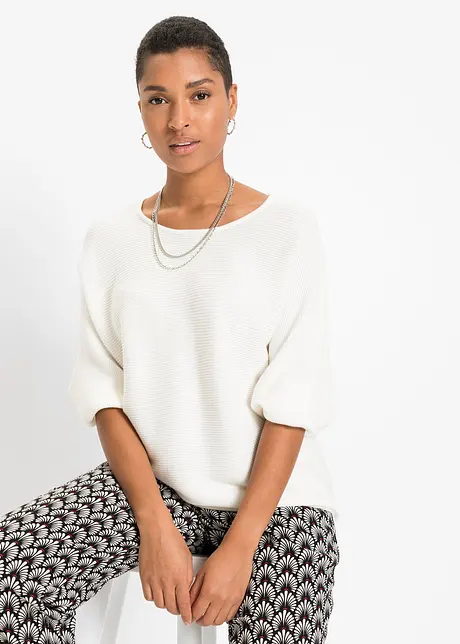 Maglione oversize a costine in misto viscosa, bonprix