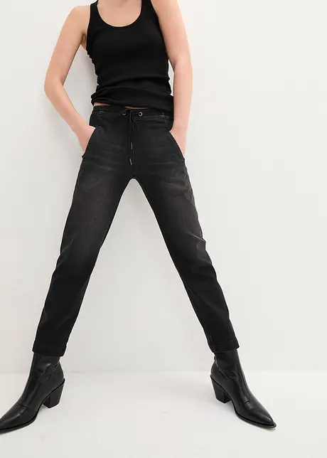 Jeans boyfriend cropped, vita media, bonprix