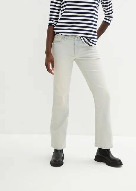 Jeans mid waist tinti, wide leg, bonprix