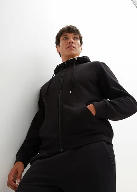 Felpa termica con zip, cappuccio e fodera effetto peluche, bonprix