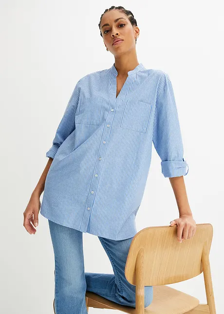 Blusa lunga con maniche arrotolabili, bonprix