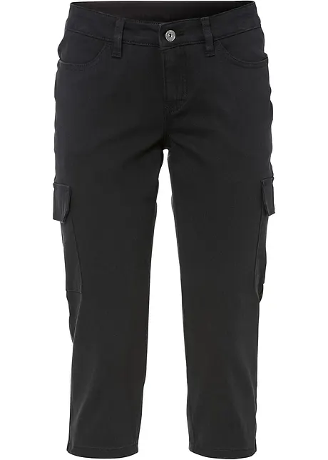 Pantaloni capri in misto cotone elasticizzato, bonprix