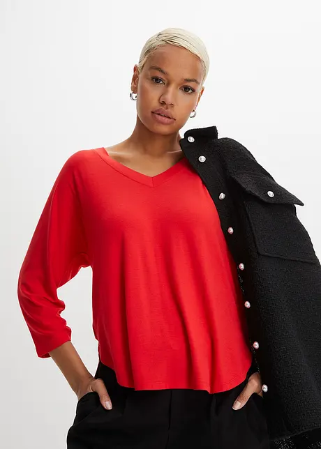 Maglia con maniche a 3/4 in misto viscosa elastan, bonprix