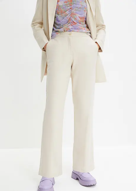Pantaloni in misto lino viscosa,  vita alta, bonprix