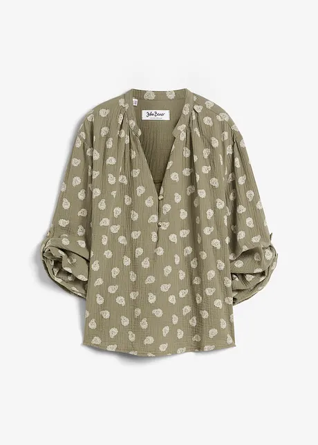 Blusa oversize in mussola fantasia, bonprix