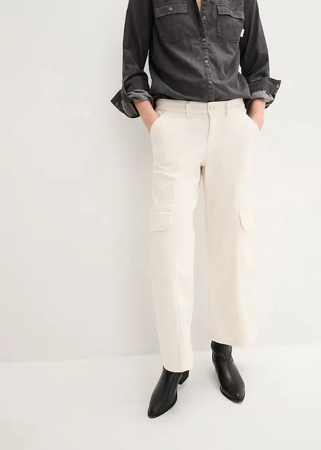 Jeans cargo cropped, a vita media, John Baner JEANSWEAR