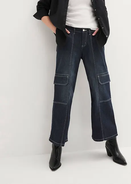 Jeans cargo cropped, a vita media, John Baner JEANSWEAR