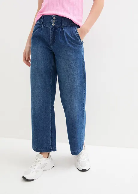 Jeans wide leg a vita alta con cinta comoda, bonprix