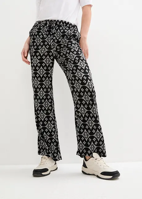Pantaloni a palazzo in fantasia con cinta comoda, bonprix