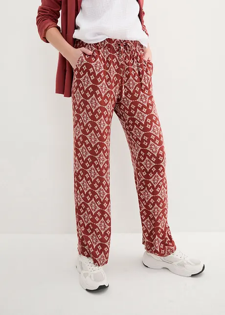 Pantaloni a palazzo in fantasia con cinta comoda, bonprix