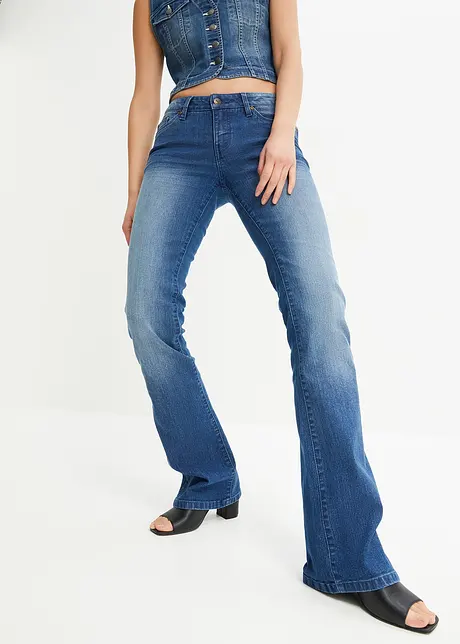 Jeans bootcut elasticizzati, vita media, bonprix