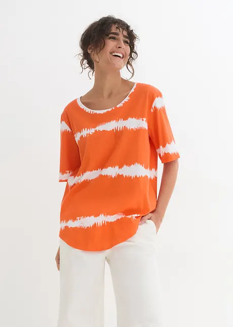 Maglia in cotone con stampa batik e mezze maniche, bonprix