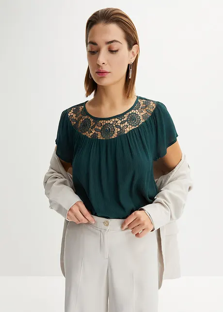 Blusa con pizzo, bonprix
